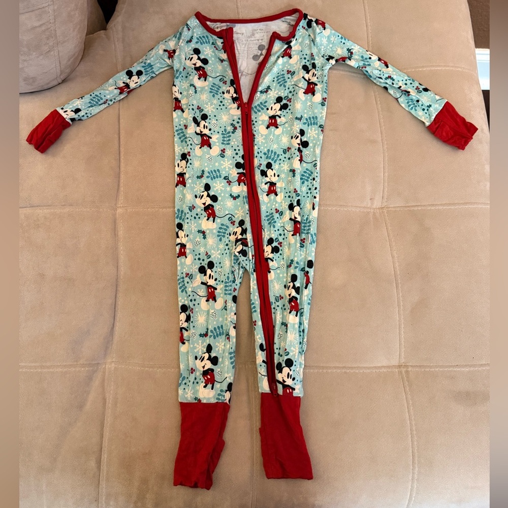 Little Sleepies Zippy Disney Mickey Mouse - Light Blue and Red Holiday